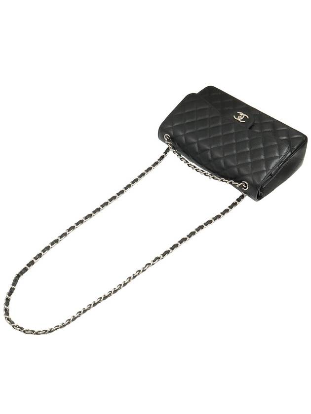 Black Caviar Silver Chain Classic Jumbo Large Shoulder Bag No 23 - CHANEL - BALAAN 4