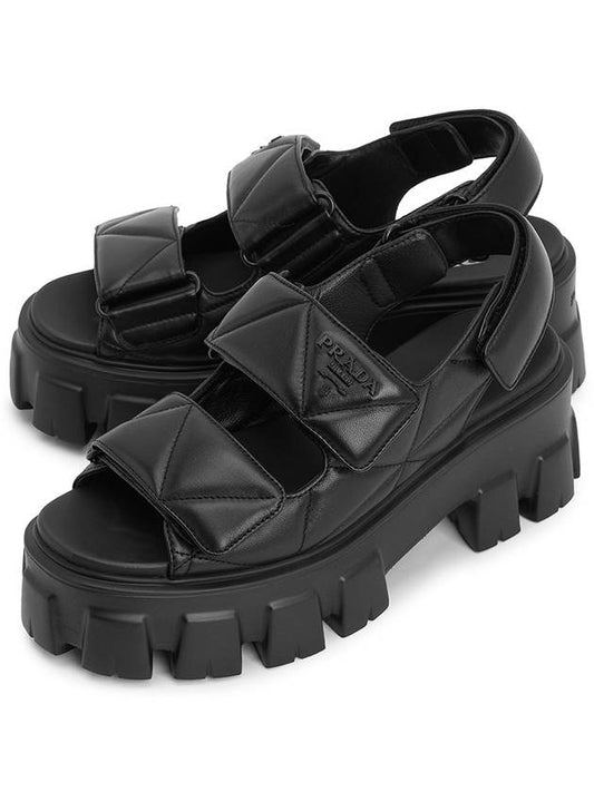 Logo Monolith Sandals Black - PRADA - BALAAN 2