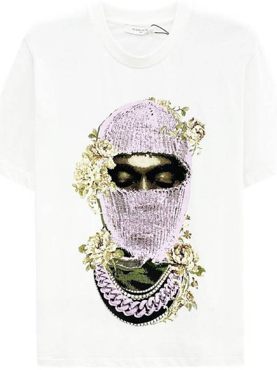 Mask Rose Print Short Sleeve T-Shirt White - IH NOM UH NIT - BALAAN 2