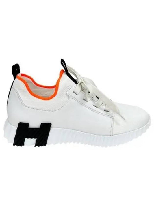 Depart Knit Calfskin Low Sneakers Blanc - HERMES - BALAAN 2