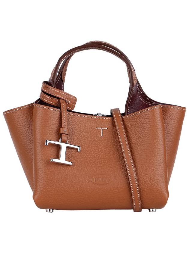 Micro Leather Tote Bag Brown - TOD'S - BALAAN 3