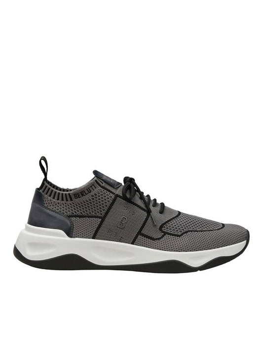 Shadow Knit Leather Low Top Sneakers Grey - BERLUTI - BALAAN 1