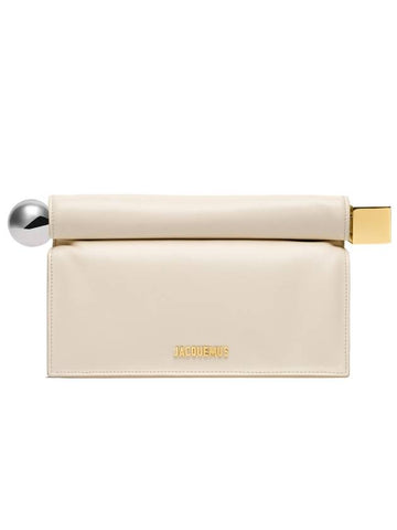 Round Square Logo Clutch Bag Ivory - JACQUEMUS - BALAAN 1