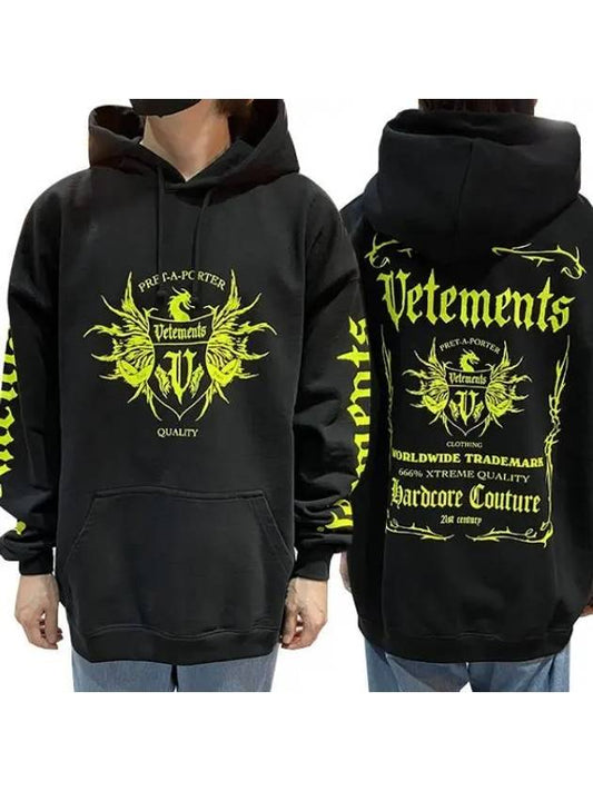 Black Label Gothic Logo Hoodie UA52TR900X NEON YELLO 1095592 - VETEMENTS - BALAAN 1