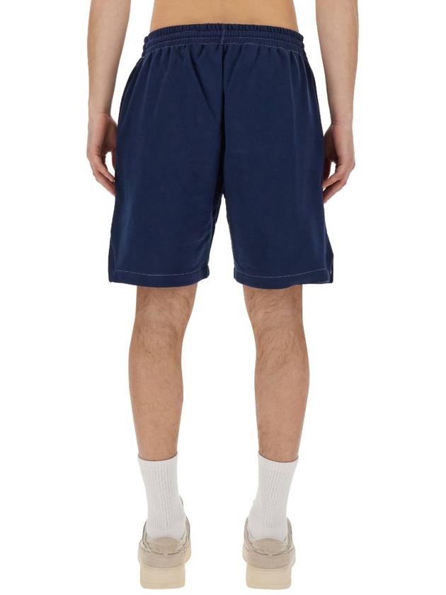 Embroidered Logo Cotton Track Shorts Navy - MSGM - BALAAN 4