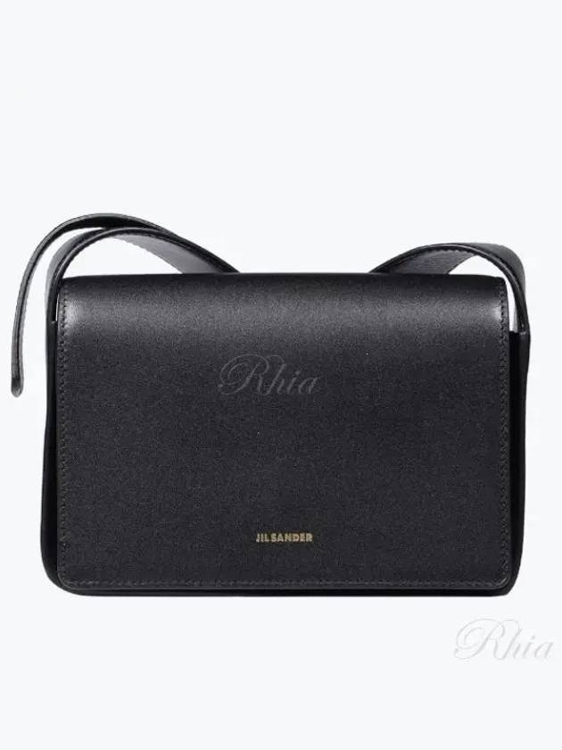 Embossed Logo Sling Small Calfskin Leather Shoulder Bag Black - JIL SANDER - BALAAN 2