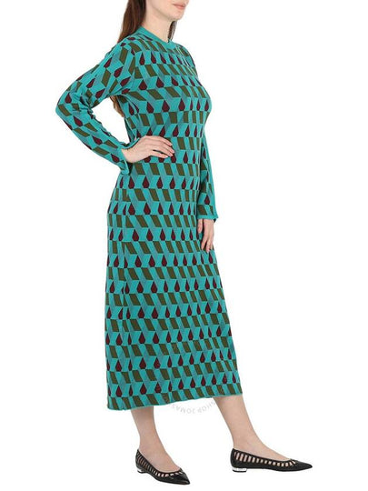 La Double J Ladies Azzurro/Militare/Bordeaux Jacquard Long Sleeve Maxi Dress, Size Small - LA DOUBLEJ - BALAAN 2