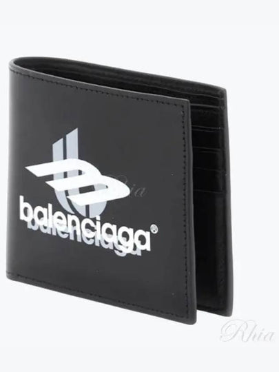 Logo Print Leather Half Wallet Black - BALENCIAGA - BALAAN 2