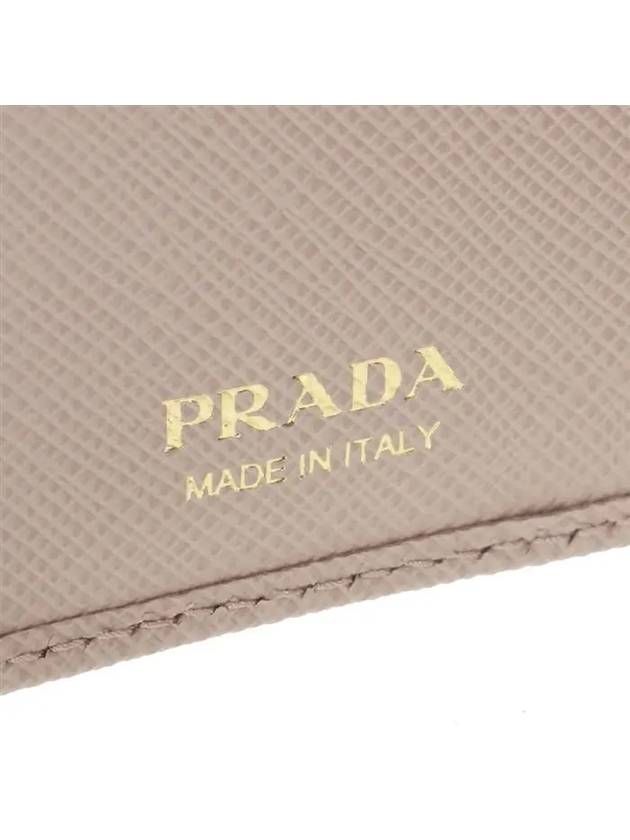 Gold Triangle Logo Saffiano Half Wallet Pink Beige - PRADA - BALAAN 8