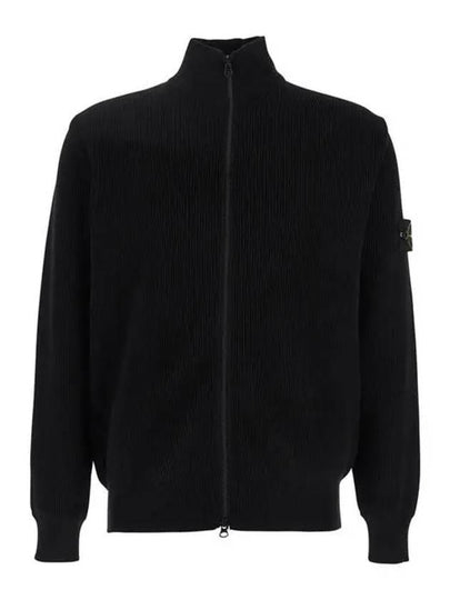 Ribbed Soft Organic Cotton Cardigan Black - STONE ISLAND - BALAAN 2