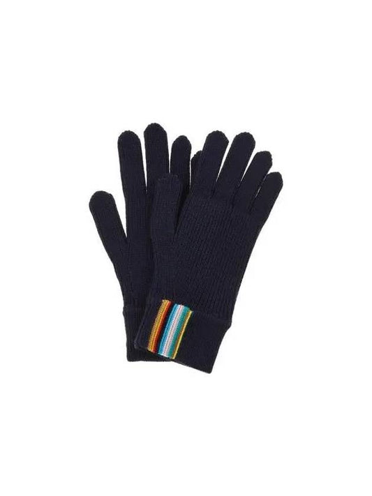 Women's Striped Patch Wool Gloves Navy 270735 - PAUL SMITH - BALAAN 1