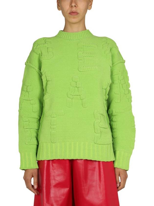 Chenille Alphabet Emboss Logo Knit Top Green - BOTTEGA VENETA - BALAAN 2