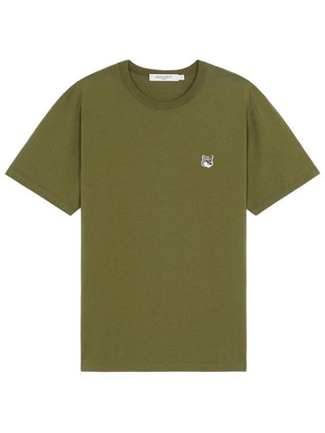 Gray Fox Head Patch Classic Short Sleeve T-Shirt Dark Khaki - MAISON KITSUNE - BALAAN 1