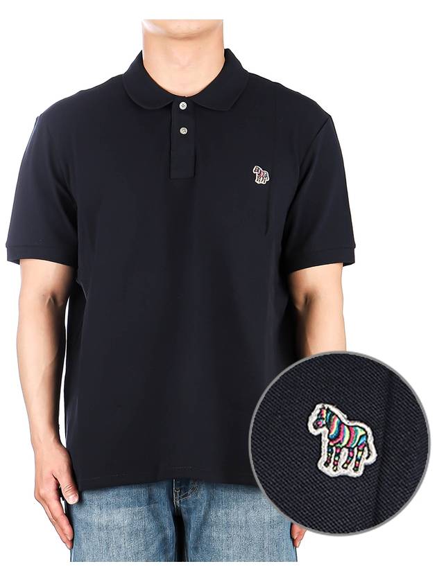 Regular Fit Zebra Logo Short Sleeve Polo Shirt Navy - PAUL SMITH - BALAAN 2