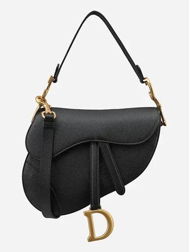 Saddle Grained Calfskin Shoulder Bag Black - DIOR - BALAAN 2