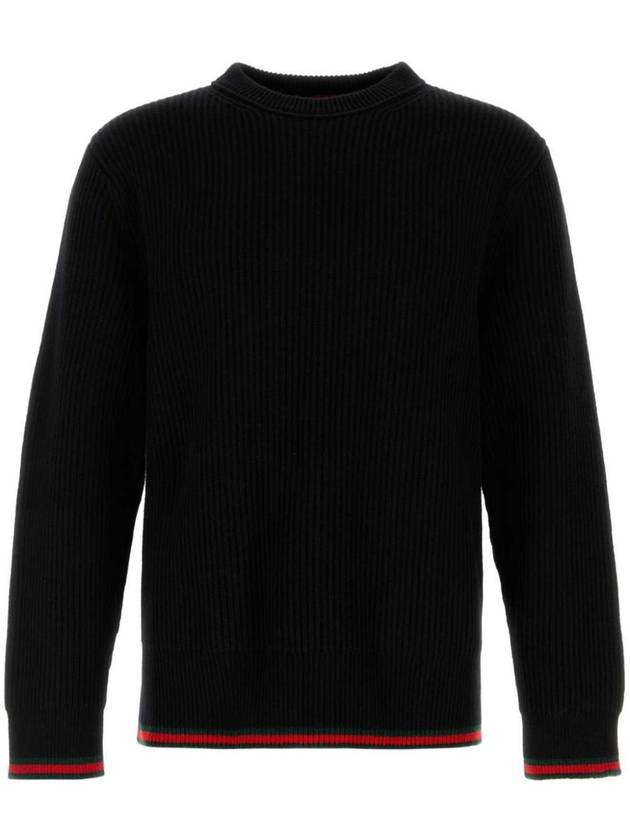 Wool cashmere ribbed knit top black - GUCCI - BALAAN 2