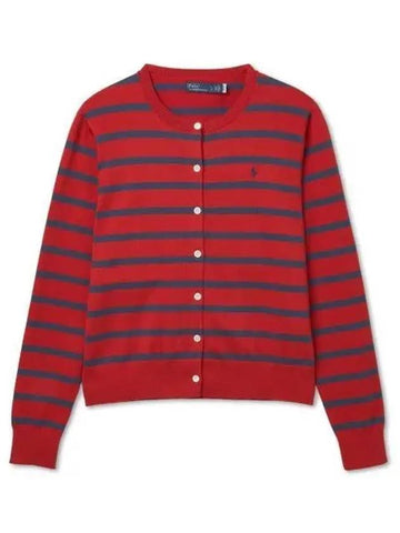 W Striped Cotton Blend Cardigan Red - POLO RALPH LAUREN - BALAAN 1