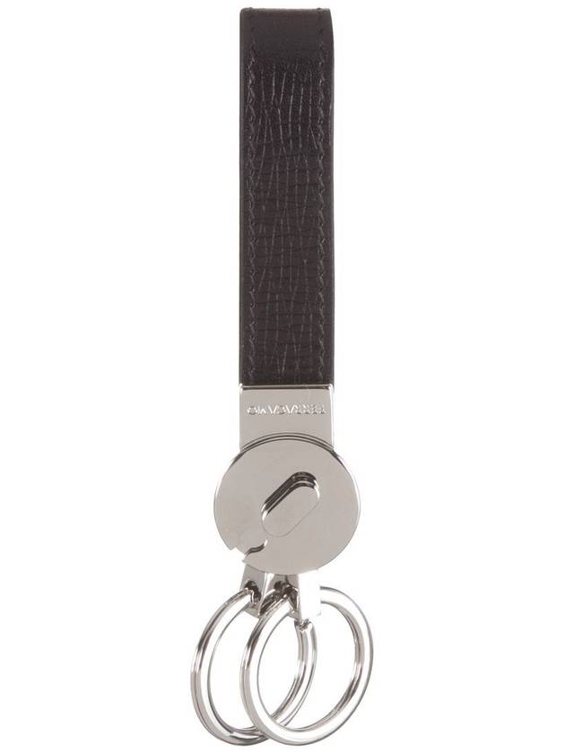 Logo Leather Key Ring Black - SALVATORE FERRAGAMO - BALAAN 2