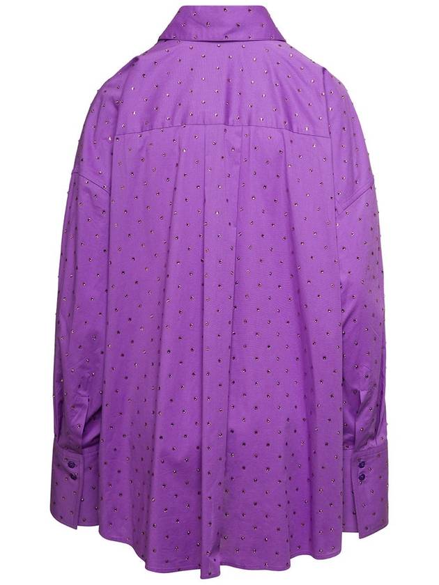 Purple Shirt With Crystal Embellishment All-Over In Cotton Woman - GIUSEPPE DI MORABITO - BALAAN 2