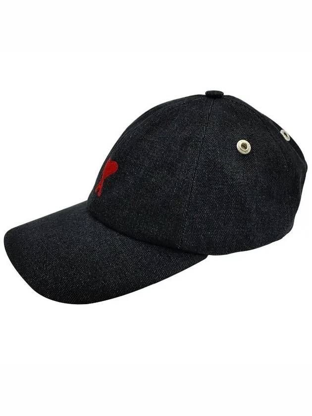 Heart Logo Denim Ball Cap Black - AMI - BALAAN 3