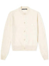 Face Patch Crop Cardigan White - ACNE STUDIOS - BALAAN 2