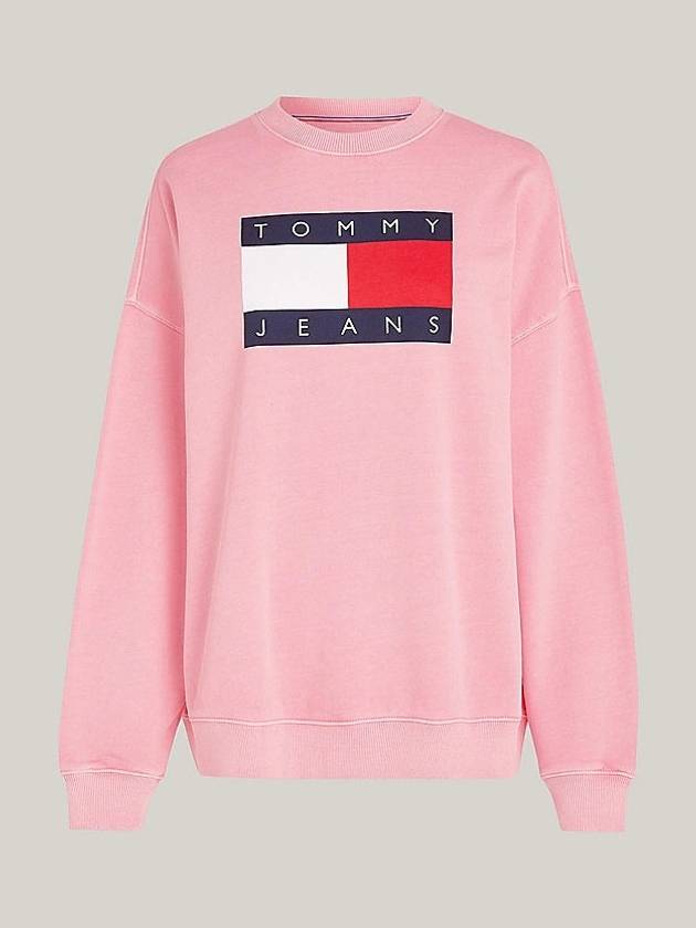 Flag Oversized Fit Sweatshirt Ballet Pink - TOMMY HILFIGER - BALAAN 2