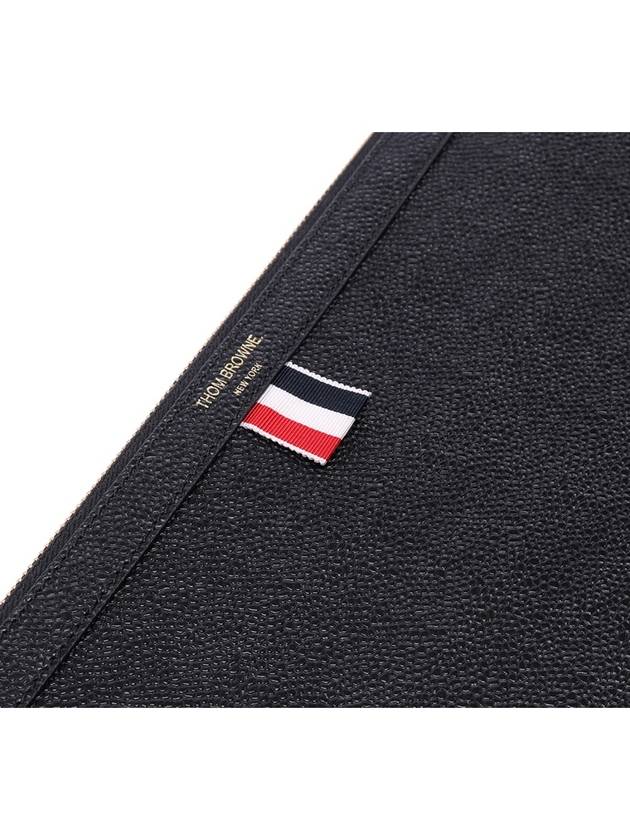 Pebble Grain Leather Large Zipper Laptop Holder Black - THOM BROWNE - BALAAN 7