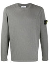 Men's Wappen Patch Round Neck Knit Top Grey - STONE ISLAND - BALAAN 3