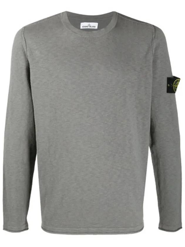 Men's Wappen Patch Round Neck Knit Top Grey - STONE ISLAND - BALAAN 3