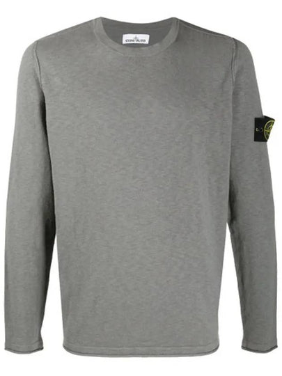 Men's Wappen Patch Round Neck Knit Top Grey - STONE ISLAND - BALAAN 2