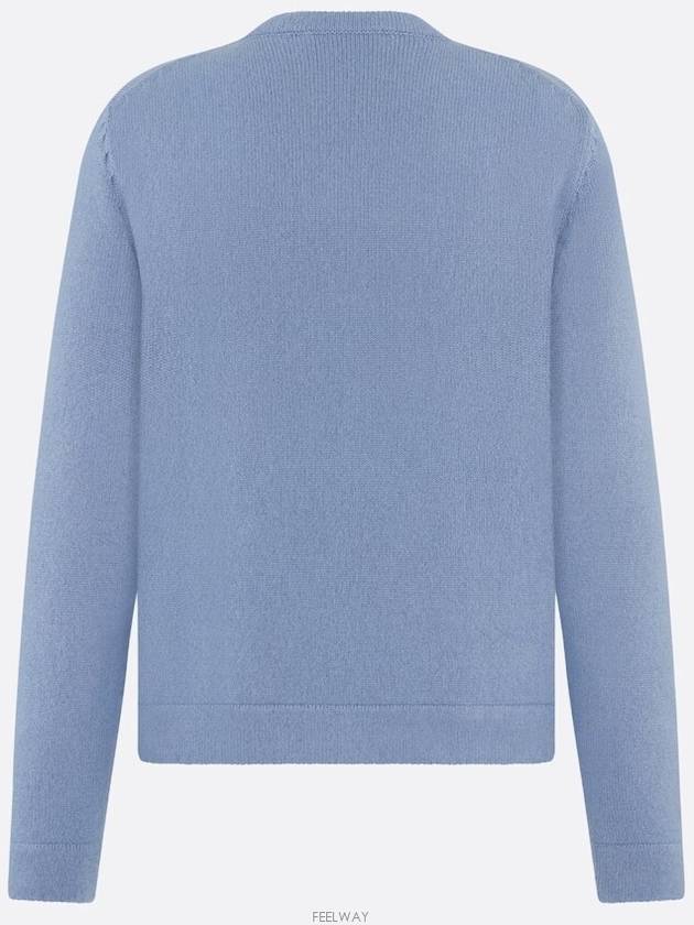 Couture Embroidered Cashmere Jersey Knit Top Blue - DIOR - BALAAN 6