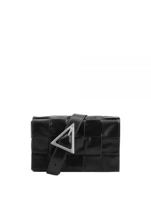 Cassette Intrecciato Small Leather Cross Bag Black - BOTTEGA VENETA - BALAAN 2