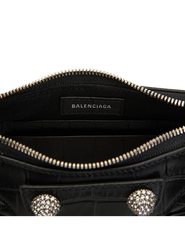 Le Cagol Mini Silver Chain Crocodile Shoulder Bag Black - BALENCIAGA - BALAAN 10