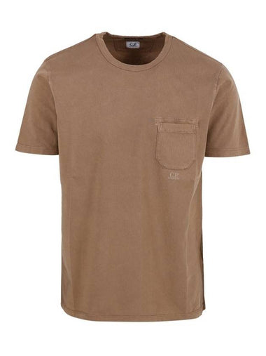 Small Logo Pocket Cotton Short Sleeve T-Shirt Beige - CP COMPANY - BALAAN 1