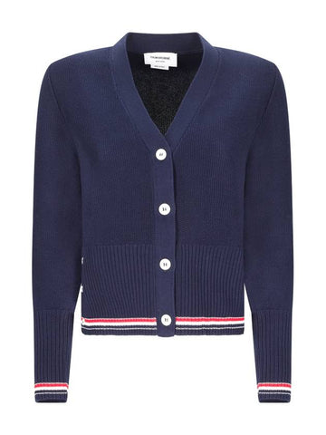 CLASSIC COTTON V NECK CARDIGAN - THOM BROWNE - BALAAN 1