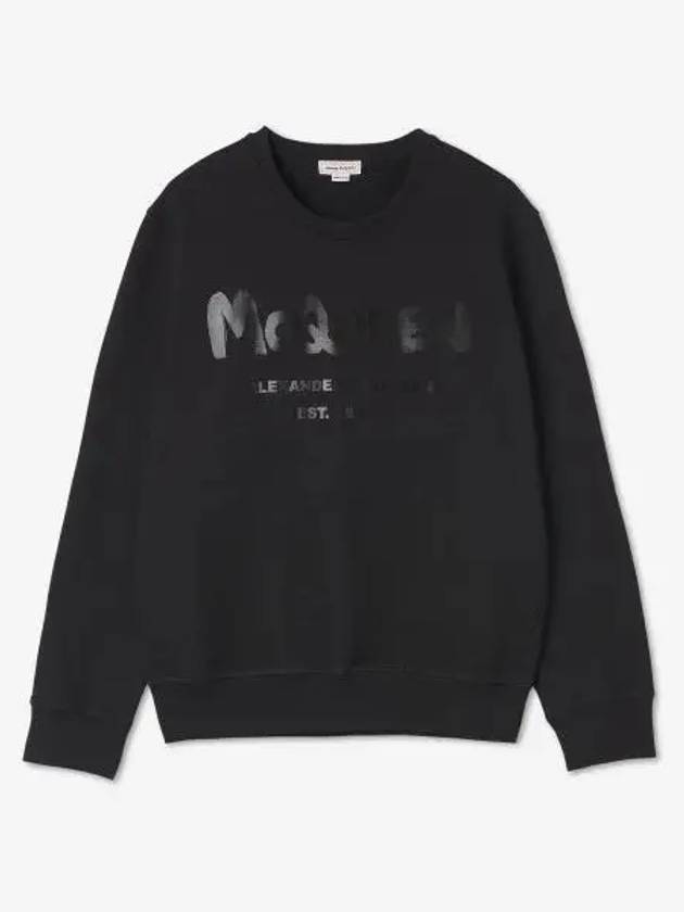 Men's Graffiti Logo Sweatshirt Black - ALEXANDER MCQUEEN - BALAAN 2