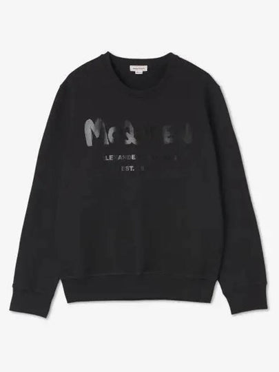 Men's Graffiti Logo Sweatshirt Black - ALEXANDER MCQUEEN - BALAAN 2