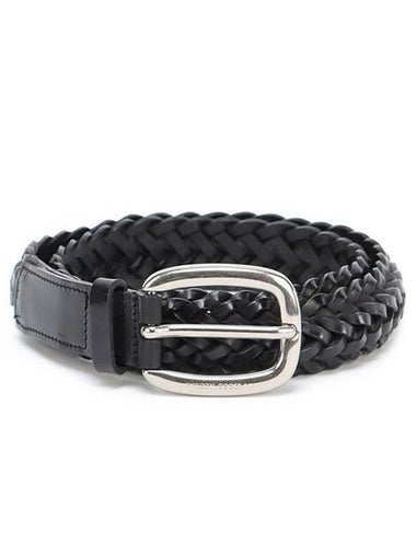 Braided Houston Leather Belt Black - GOLDEN GOOSE - BALAAN 1