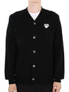 White Heart Wappen V-neck Cardigan Black - COMME DES GARCONS - BALAAN 2