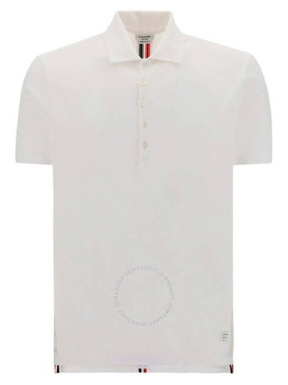 Men's Cotton Pique Center Bag Striped Short Sleeve Polo Shirt White - THOM BROWNE - BALAAN 2