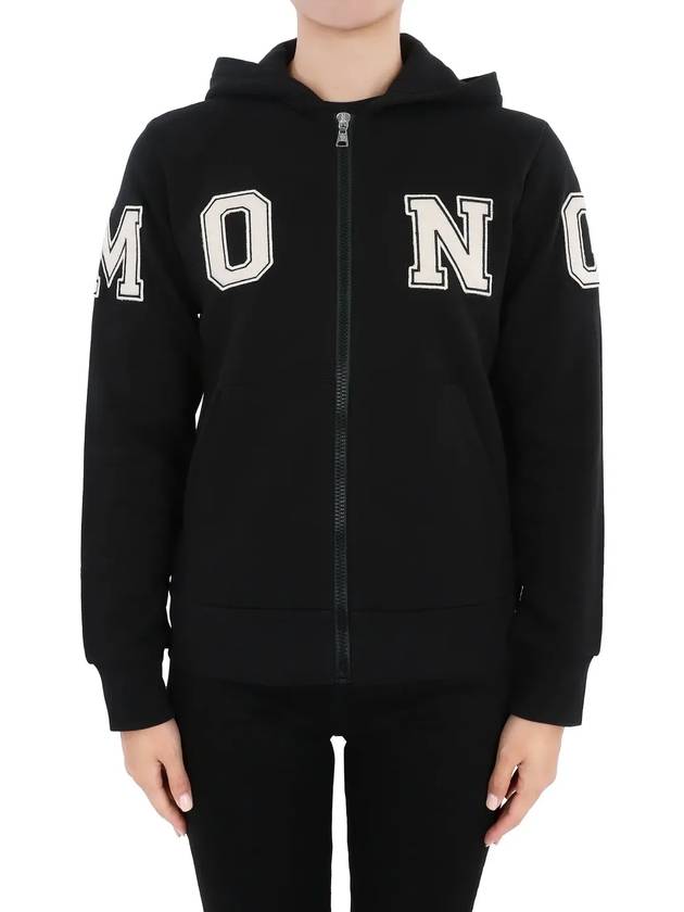 Kids Lettering Hooded Zip up Jacket Black 8G00004 899PS 999 12 14A Adults can wear - MONCLER - BALAAN 3