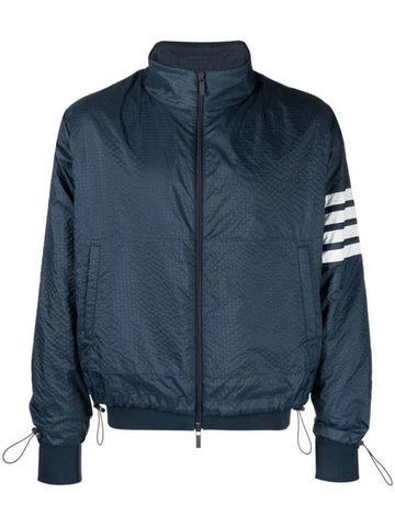 4 Bar Stripe Ripstop Zip-up Jacket Blue - THOM BROWNE - BALAAN 1