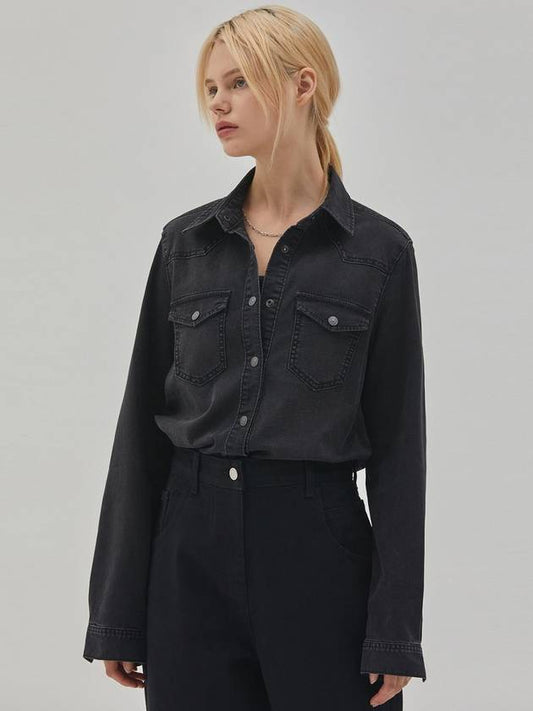 Denim Basic Western Shirt Black - RYUL+WAI: - BALAAN 2