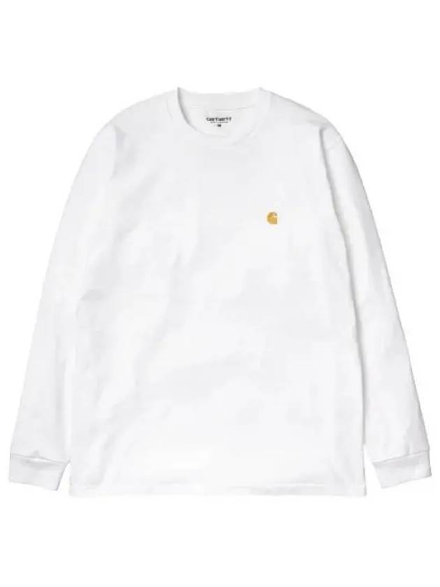 Men's Chase Mini Embroid Logo Long Sleeve T-Shirt White - CARHARTT WIP - BALAAN 2