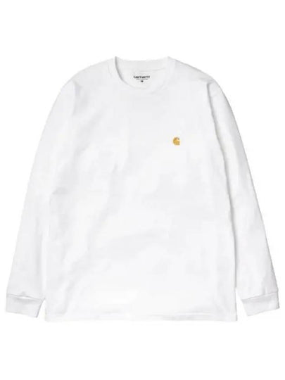 Men's Chase Mini Embroid Logo Long Sleeve T-Shirt White - CARHARTT WIP - BALAAN 2