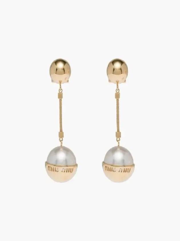 Metal Pearl Earrings Gold - MIU MIU - BALAAN 5