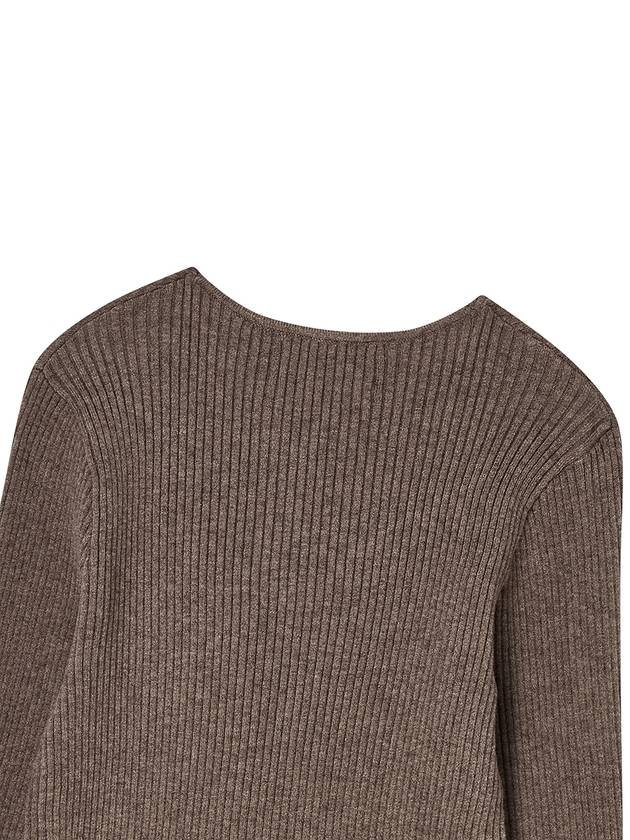 Diagonal neckline slim ribbed knit Cocoa - THE GREEN LAB - BALAAN 4