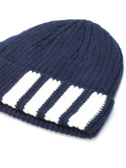 RIB HAT W/ 4 BAR STRIPE IN CASHMERE - THOM BROWNE - BALAAN 2