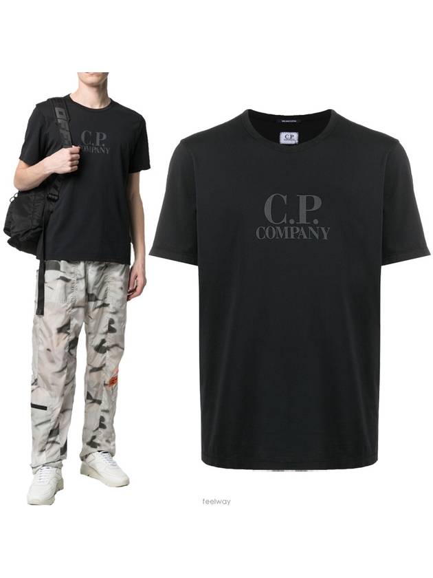 Men's Logo Printing Short Sleeve T-Shirt Black - CP COMPANY - BALAAN 2