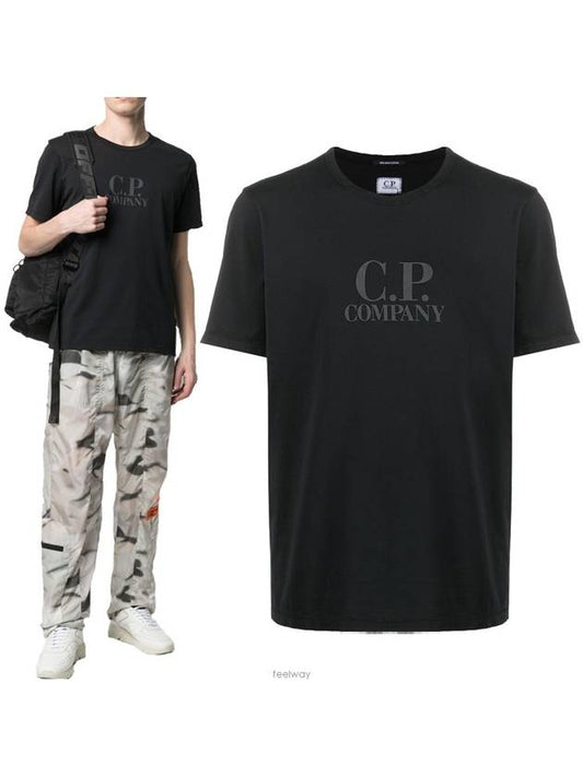 Men's Logo Printing Short Sleeve T-Shirt Black - CP COMPANY - BALAAN.